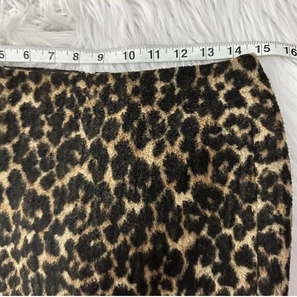 Talbots Wool Blend Pencil Straight Skirt Fuzzy Texture Leopard Animal Print 8P - Picture 7 of 12